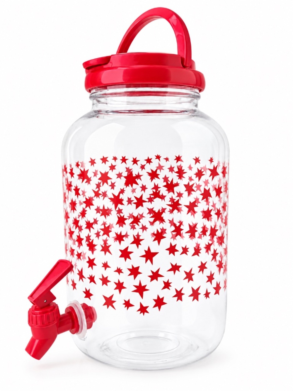 NWT Mainstays Red Star Acrylic Beverage Dispenser 1.2 Gal Game Day Tailgate